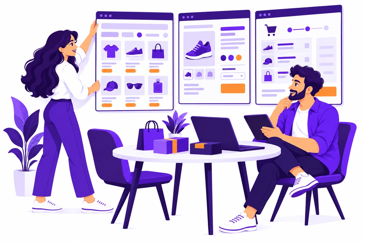 Diseño de navegación, catálogo y checkout de una tienda.