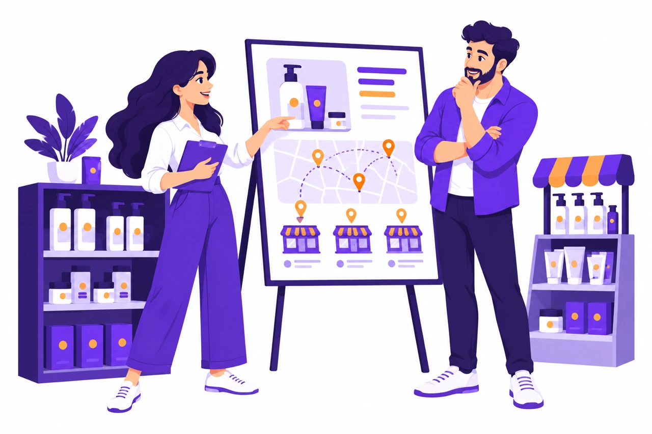 Estrategia de una marca de productos y sus puntos de venta.